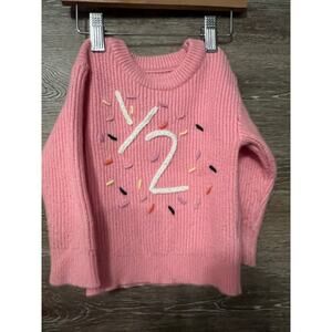 Baby girl 6 months Knit Sweater celebrate birthday 1/2 Pink